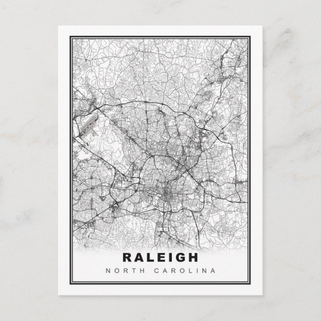 Postal Mapa de Raleigh (Anverso)