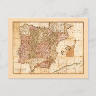Postal Mapa de Reinos de España y Portugal de R Sayer 177