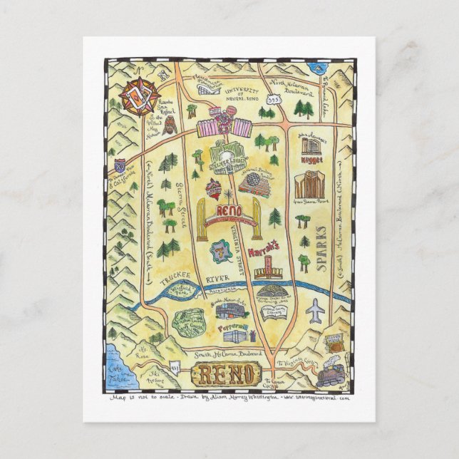 Postal Mapa de Reno (Anverso)