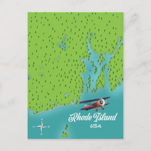 Postal Mapa de Rhode Island USA