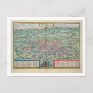Postal Mapa de Roma, de 'Civitates Orbis Terrarum' por Ge