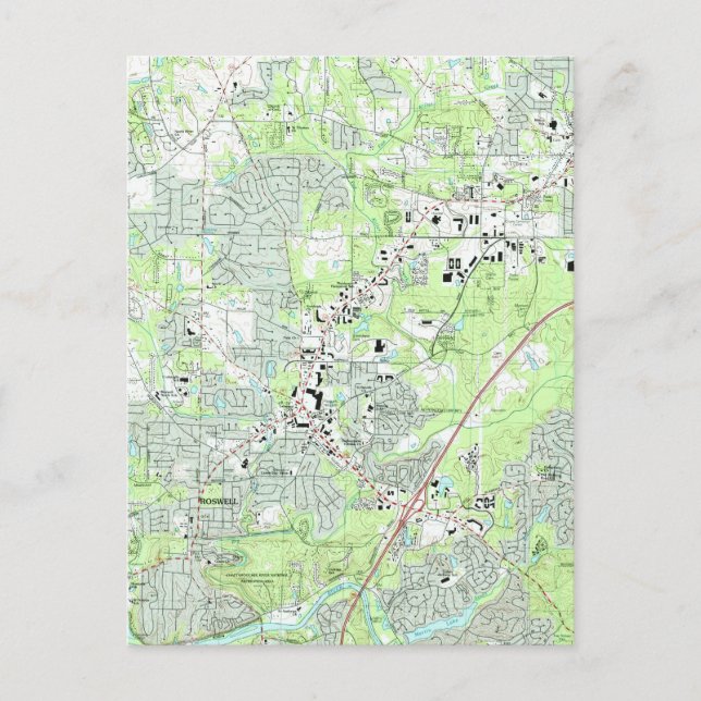 Postal Mapa de Roswell Georgia (1992) (Anverso)