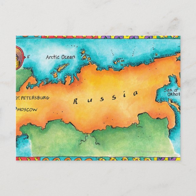 Postal Mapa de Rusia (Anverso)