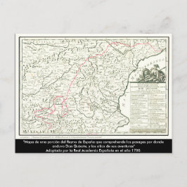 Postal Mapa de ruta de Don Quijote - Cervantes