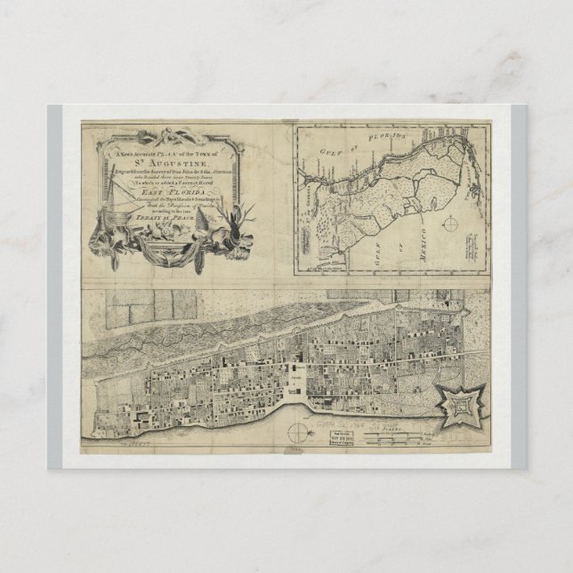 Postal Mapa de San Agustín Florida (1764) (Anverso)