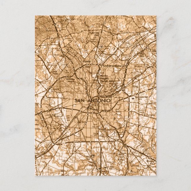 Postal Mapa de San Antonio Vintage (Anverso)