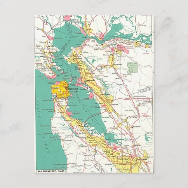 Postal Mapa de San Francisco (Anverso)