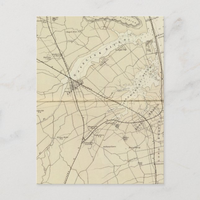 Postal Mapa de Sandy Hook a la costa del río Tiburón (Anverso)