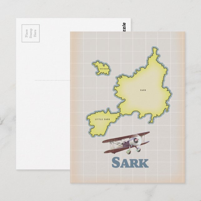 Postal Mapa de Sark estilo vintage (Anverso / Reverso)
