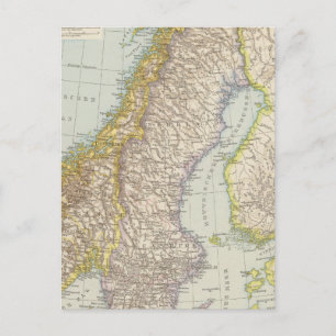 Postal Mapa de Schweden, Noruega - Suecia y Noruega