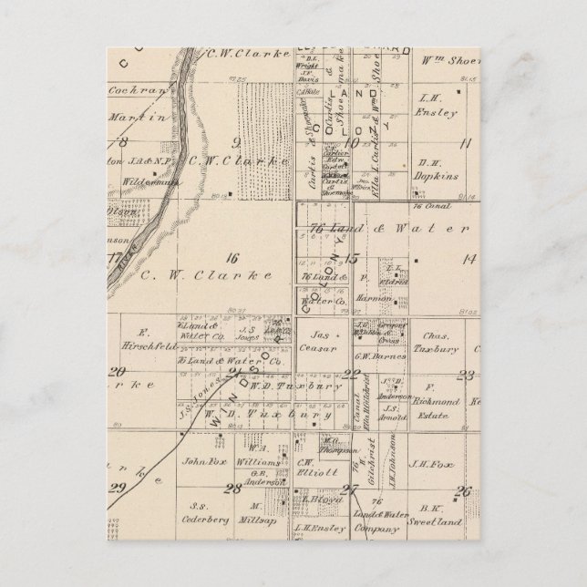 Postal Mapa de sección del condado de Tulare T16S R23E (Anverso)