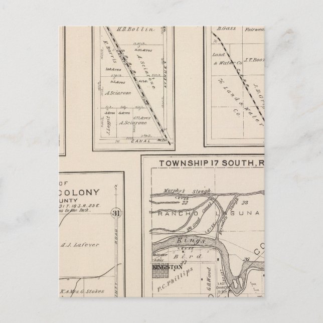 Postal Mapa de sección del condado de Tulare T17S R21E (Anverso)