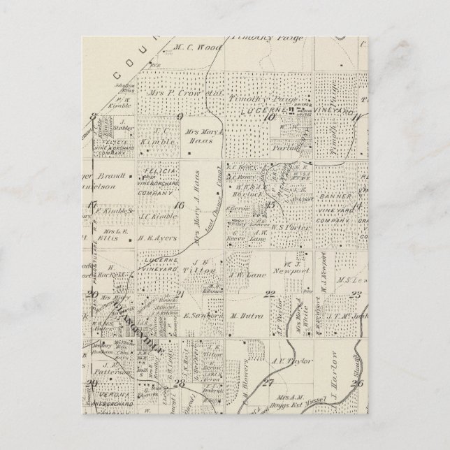 Postal Mapa de sección del condado de Tulare T18S R21E (Anverso)