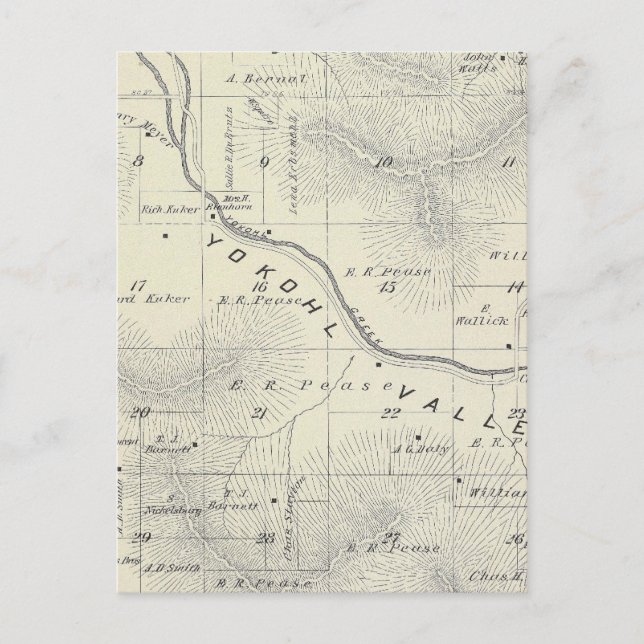 Postal Mapa de sección del condado de Tulare T19S R27E (Anverso)