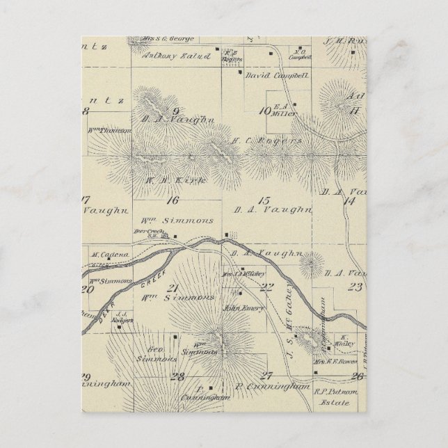 Postal Mapa de sección del condado de Tulare T22S R28E (Anverso)