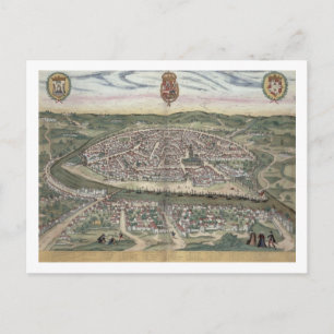 Postal Mapa de Sevilla, de 'Civitates Orbis Terrarum' por
