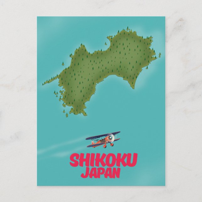 Postal Mapa de Shikoku Japón (Anverso)