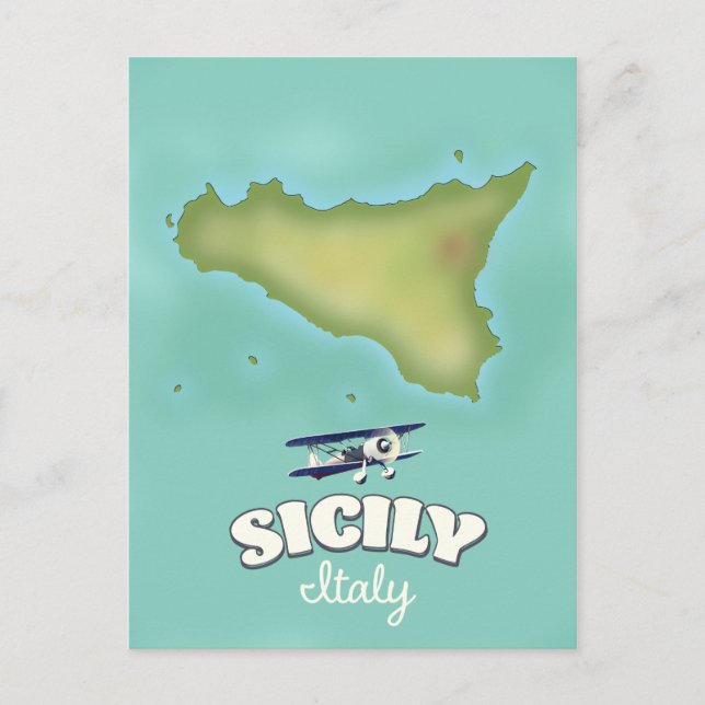 Postal Mapa de Sicilia Italia estilo vintage (Anverso)