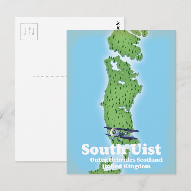Postal Mapa de South Uist Hébridas Exteriores Escocia (Anverso / Reverso)