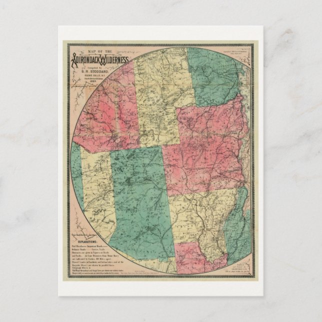 Postal Mapa de Stoddard del área silvestre Adirondack, 18 (Anverso)