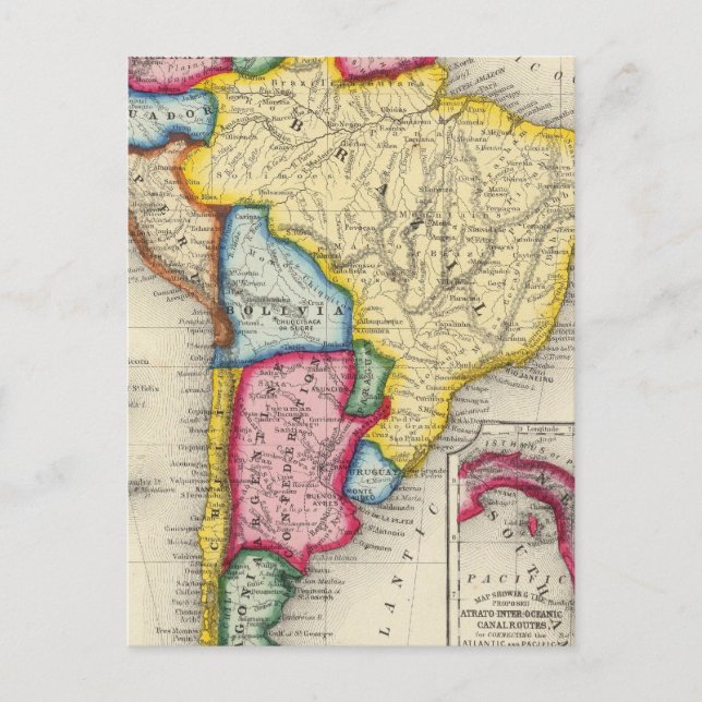 Postal Mapa De Sudamérica (Anverso)