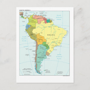 Postal Mapa de Sudamérica