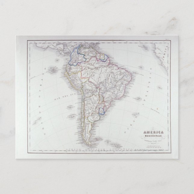Postal Mapa de Sudamérica (Anverso)
