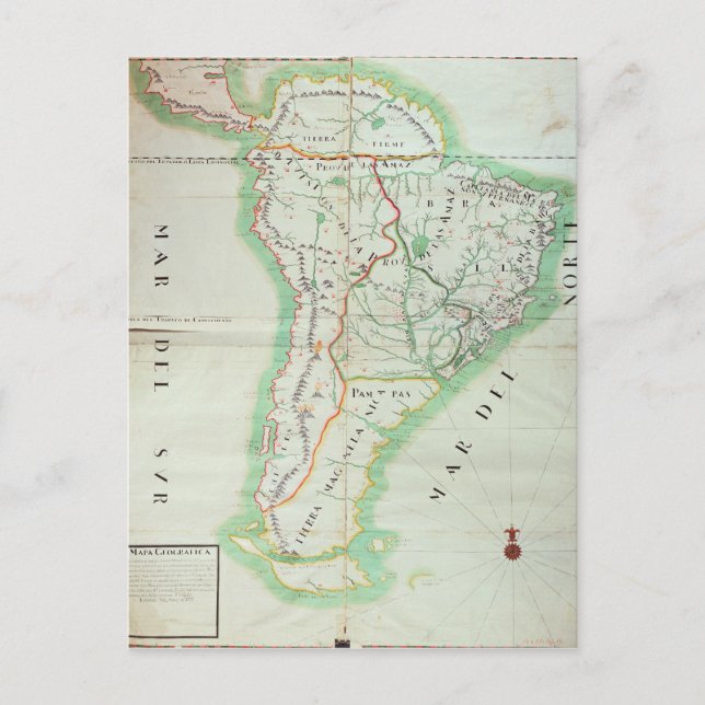 Postal Mapa de Sudamérica, 1777 (Anverso)