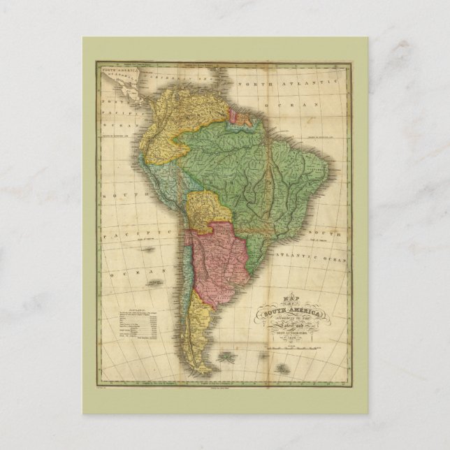 Postal Mapa de Sudamérica de 1826 de Anthony Finley (Anverso)
