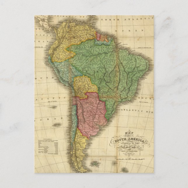 Postal Mapa de Sudamérica de 1826 de Anthony Finley (Anverso)