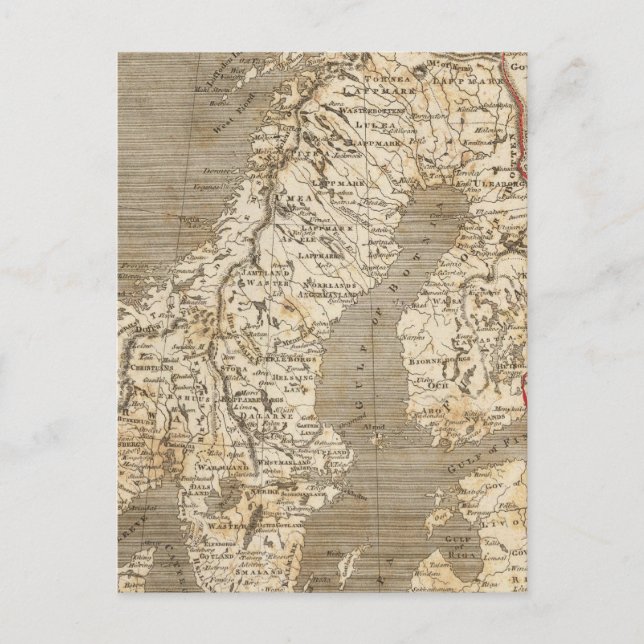 Postal Mapa de Suecia, Noruega por Arrowsmith (Anverso)