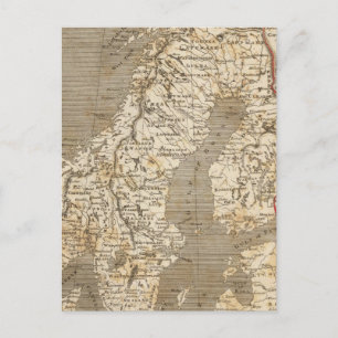 Postal Mapa de Suecia, Noruega por Arrowsmith