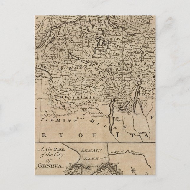 Postal Mapa de Suiza (Anverso)