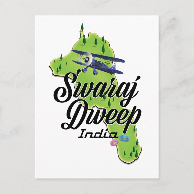 Postal Mapa de Swaraj Dweep India (Anverso)