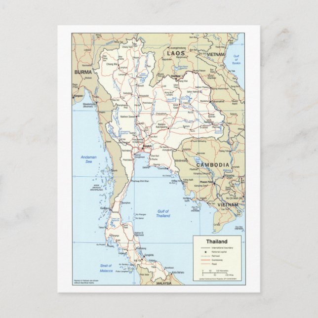 Postal Mapa de Tailandia (Anverso)