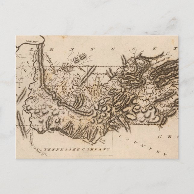 Postal Mapa de Tennessee por Arrowsmith (Anverso)