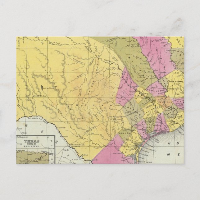 Postal Mapa De Texas (Anverso)