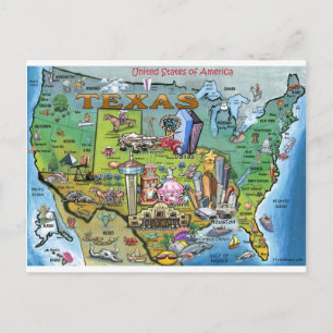 Postal Mapa de Texas EE. UU.