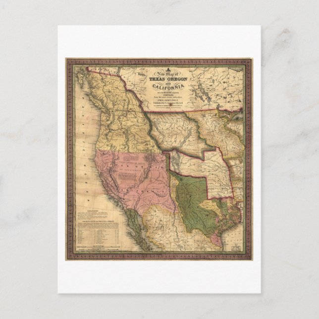 Postal Mapa de Texas Oregon y California (1846) (Anverso)