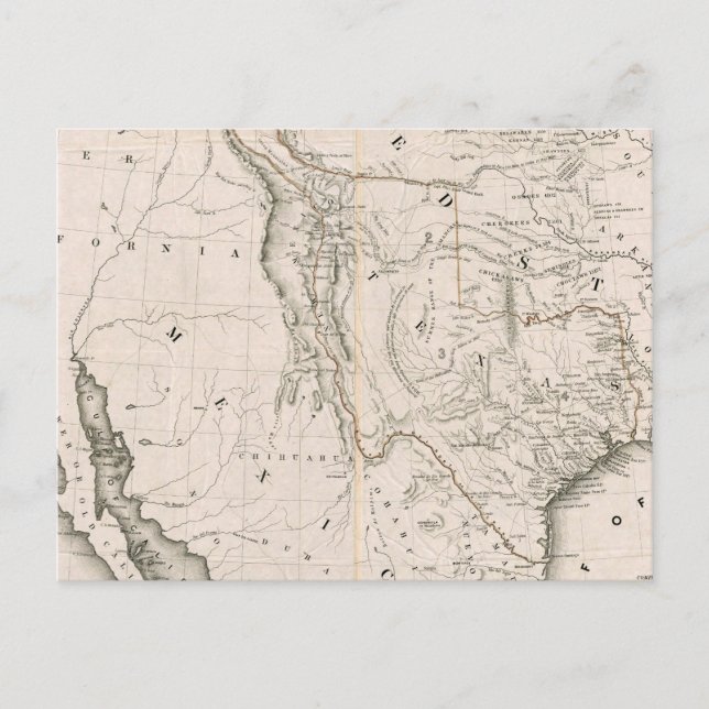 Postal Mapa De Texas Y Los Países Adyacentes (Anverso)