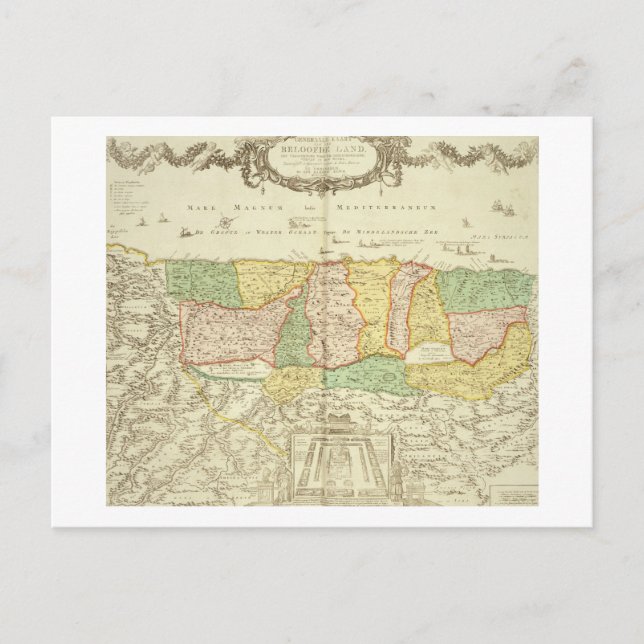 Postal Mapa de Tierra Santa, pub. por Jan Barend Elwe, Am (Anverso)