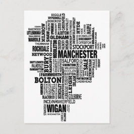 Postal Mapa de tipo negro del Gran Manchester