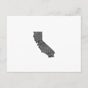 Postal Mapa de tipografía de California