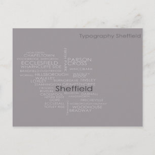 Postal Mapa de tipografía de Sheffield
