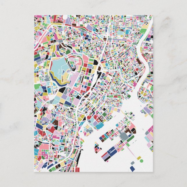 Postal Mapa de Tokio Japón (Anverso)