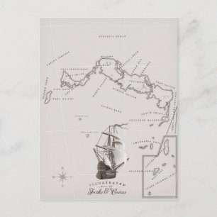 Postal Mapa de Turcas y Caicos