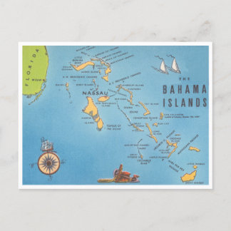 Postal Mapa de turismo de las Islas Bahama