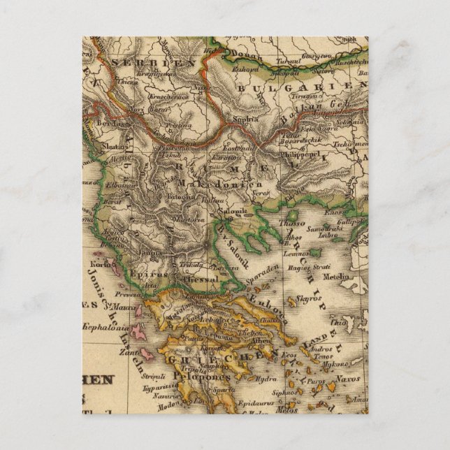 Postal Mapa de Turquía y Grecia (Anverso)