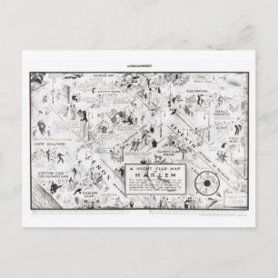 Postal Mapa de un club nocturno de Harlem, 1933