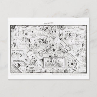 Postal Mapa de un club nocturno de Harlem, 1933